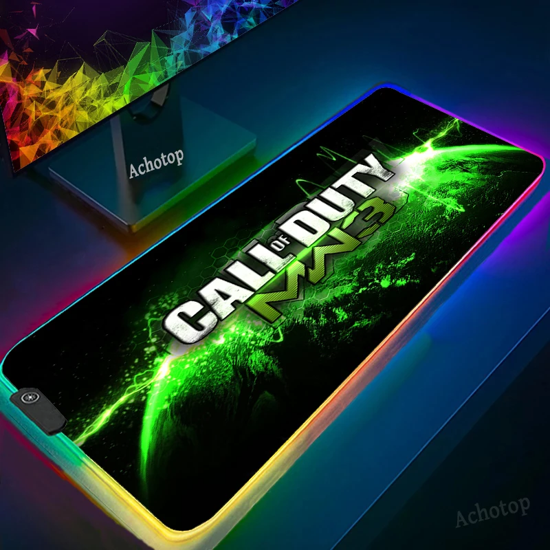 

RGB Large Mouse Pad Gaming Mouse Pad Rubber Call Of Duty Gamer Computer Mousepad Led Backlight Carpet XXL Keyboard Desk Mats XL