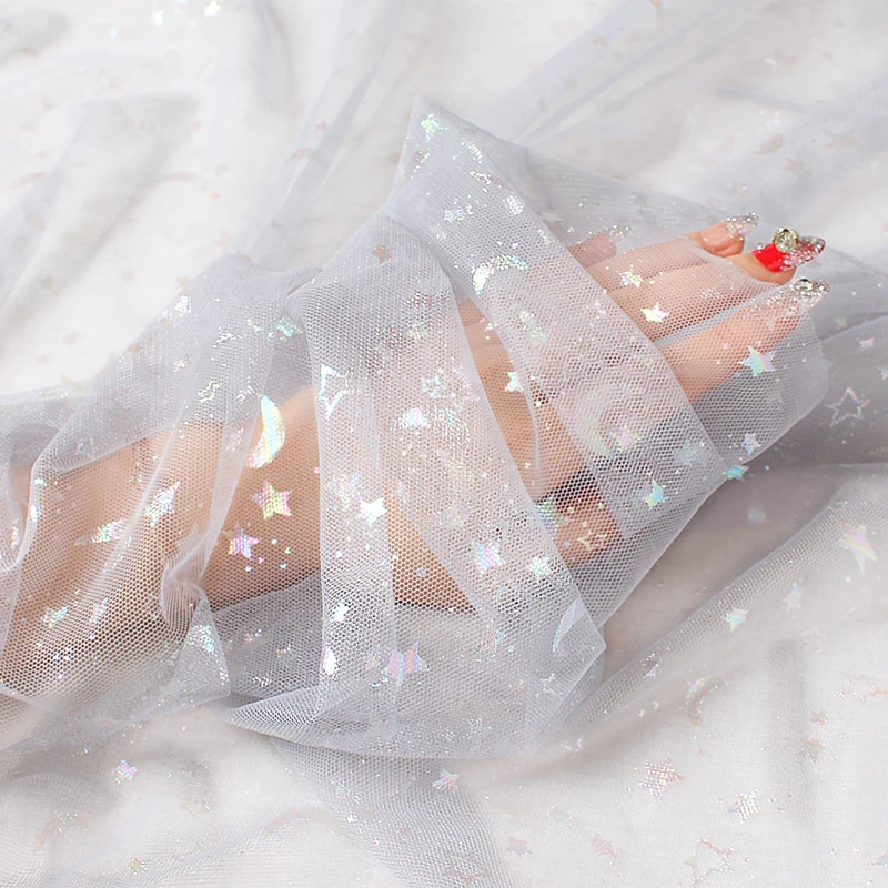 Блестящая мягкая Тюлевая сетчатая ткань лоскутный материал кружевная с принтом