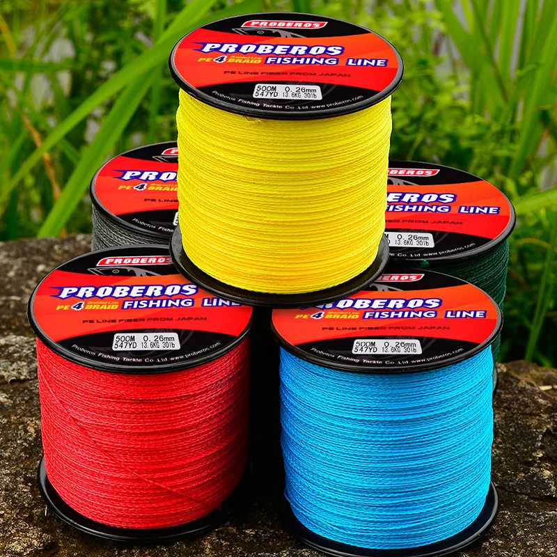 

500M 4 Strands PE Braided Fishing Line 6LB-100LB PE Main Line Color Green/gray/blue/red/yellow Color