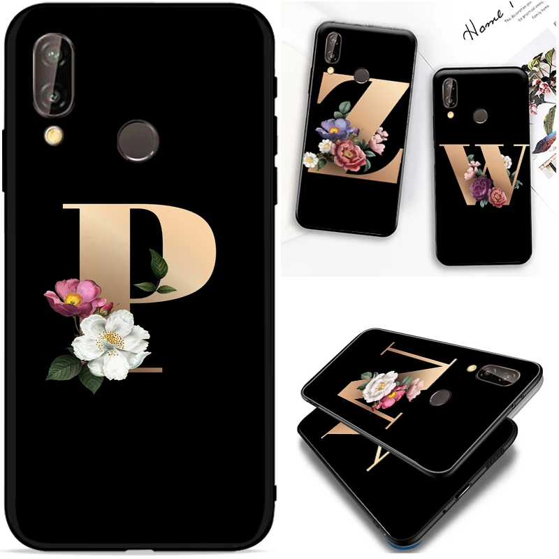 

Golden Phone Case For Huawei P40 Pro Plus Lite P20 2019 Back Cover Funda Cases Soft TPU
