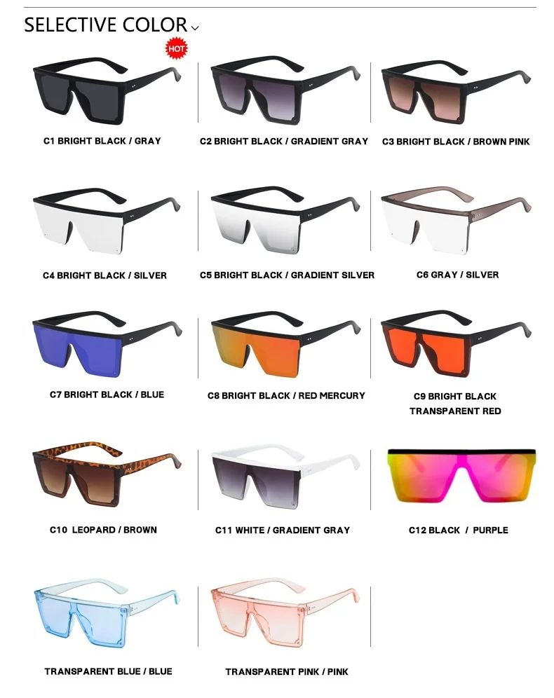 

2020 Square Sunglasses Women Luxury Vintage Brand Design Sun glasses Big Frame Mirror Red Purple Eyewear UV400