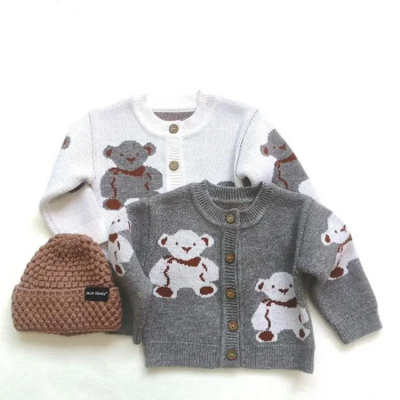 

New Arrivel Toddler Baby Boy Knitwear Newborn Cardigans Girls Clothes Cartoon Bear Knit Sweater Kids Autumn Winter Outerwear