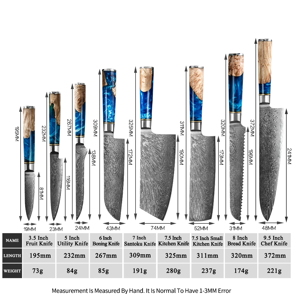 XYj Дамасская сталь 8 шт. набор кухонных ножей ручка из смолы отличное качество
