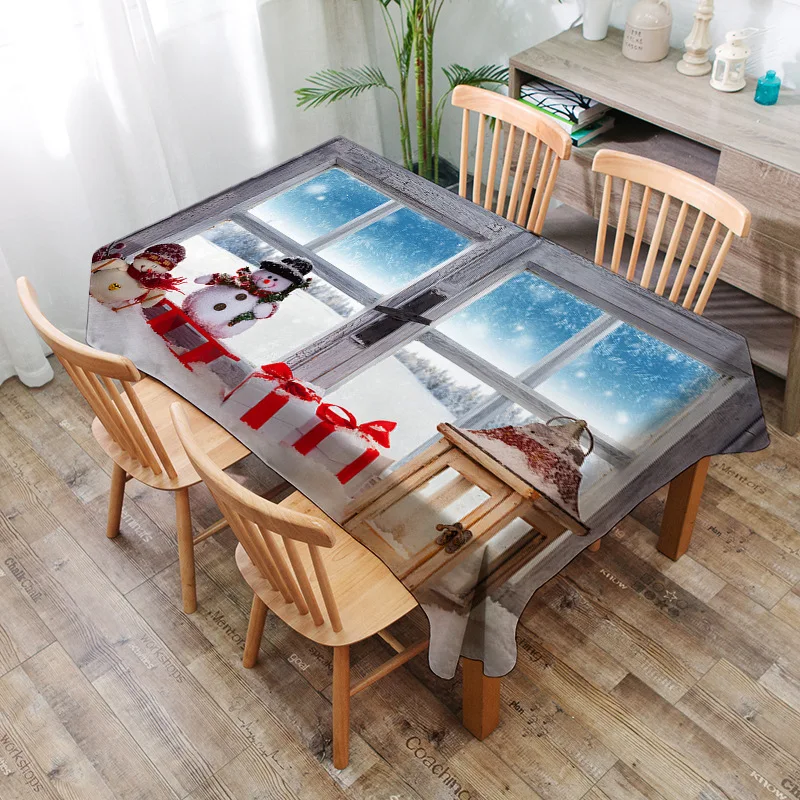

Christmas snowman pattern printed washable tablecloth