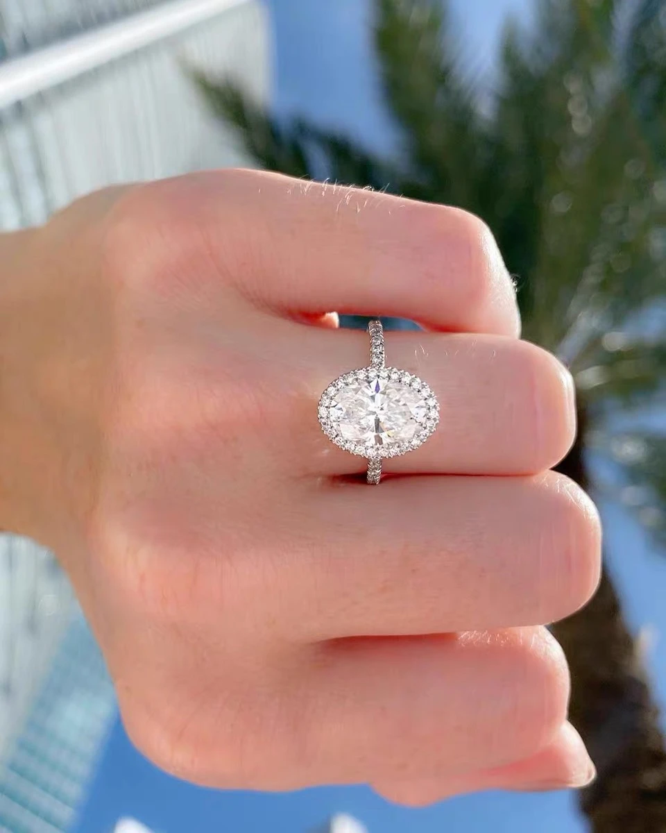 

Модные 925 стерлингового серебра Овальный 3CT, псевдо бриллиант, обручальные кольца для женщин, хорошее ювелирное изделие топаз драгоценный к...