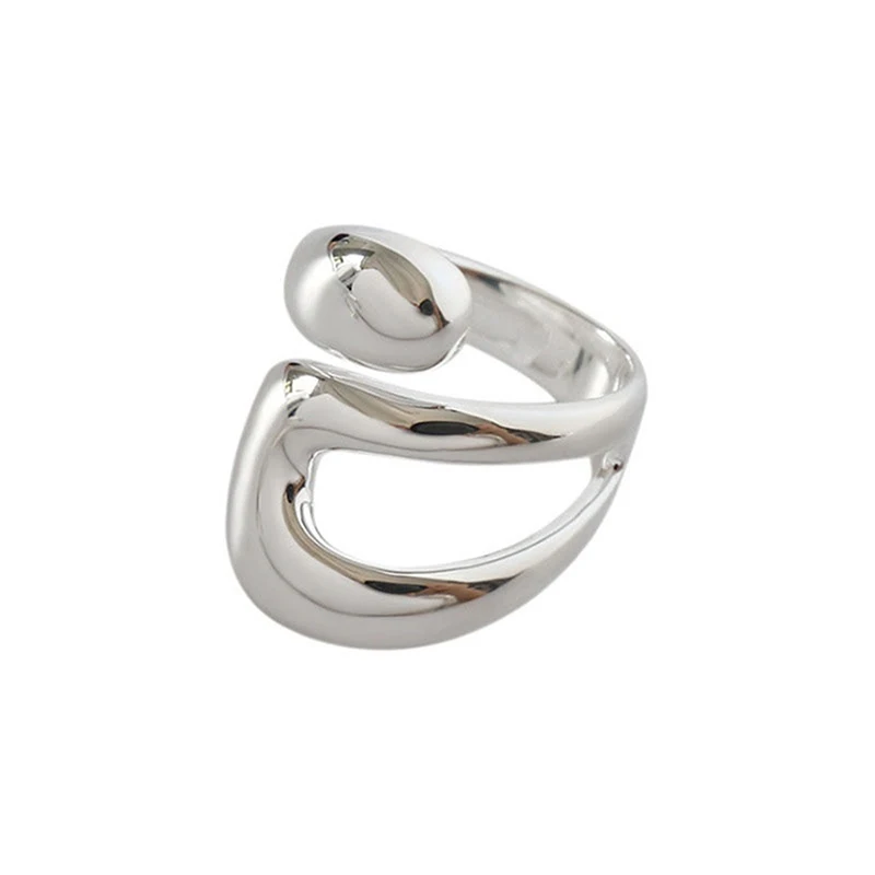 

Минималистичные серебряные кольца для женщин, модные креативные асимметричные вечерние метрические ювелирные изделия для дня рождения, по...