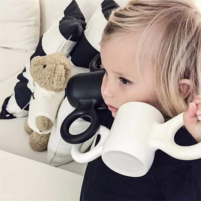 

Baby Cups Baby Anti-Drop Bottle Minimalism Children Milk Cup Children Milk Cup Decoration Adult Drink Cup Big Ears Design Cup