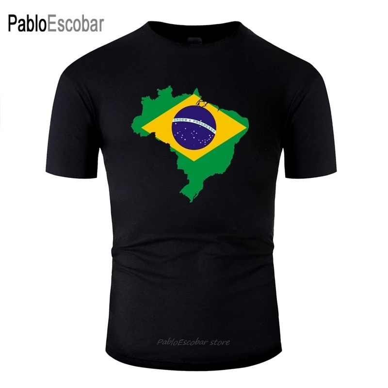 Футболка мужская хлопковая с круглым вырезом и картой Бразилии хип-хоп размеры