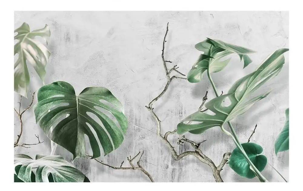 Индивидуальные большие Настенные обои Зеленый завод monstera ветви дерева