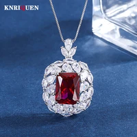 new luxury 1216mm emerald ruby high carbon diamond pendant necklace for women charms wedding fine jewelry female birthday gift