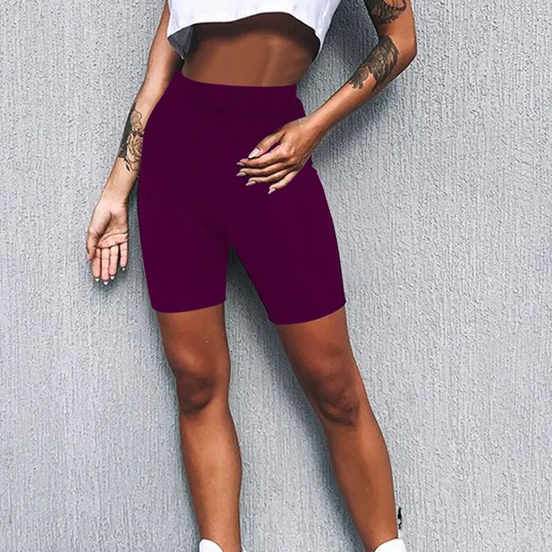 

Women's Leggings Stretch Gym Yoga Shorts Workout Cycling Sports Fitness Shorts Solid Leisure Ladies Elastic Waist Slim Shorts