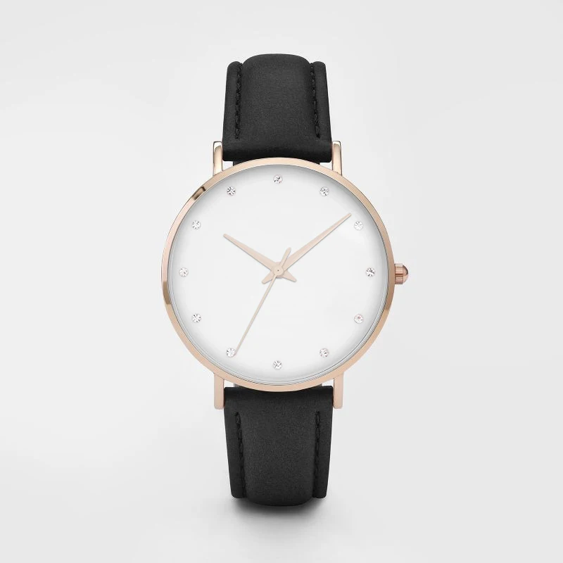 rose black Новое поступление роскошные женские часы с искусственным бриллиантом женские кожаные кварцевые часы Montre Femme Relojes Mujer женские часы horloges vrouwen - Цвет: rose black