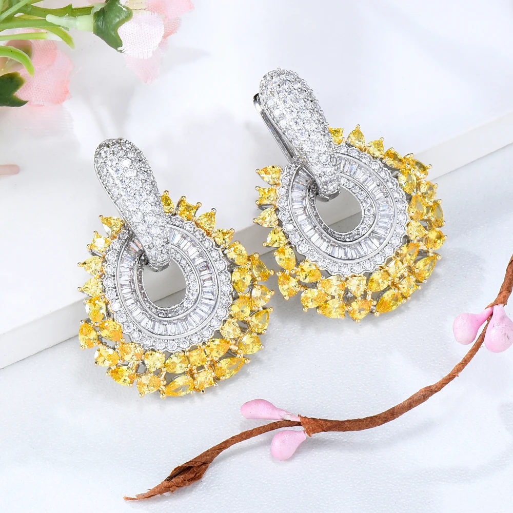 

Роскошные висячие серьги GODKI, модные индийские Золотые серьги с кубическим цирконием для женщин, ювелирные изделия для свадьбы, помолвки, ве...