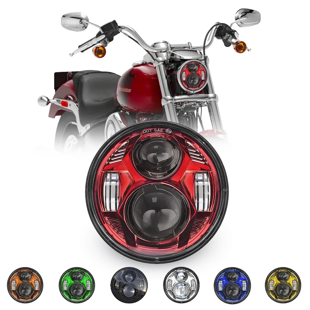 

Brightest DOT Approved DRL 5-3/4" 5.75" Round LED Projection Headlight for Dyna Sportster Softail Motorcycles