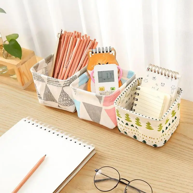Foldable Desktop Storage Basket Sundries Box Small Cute Table Space-Saving Bags Organizer | Дом и сад