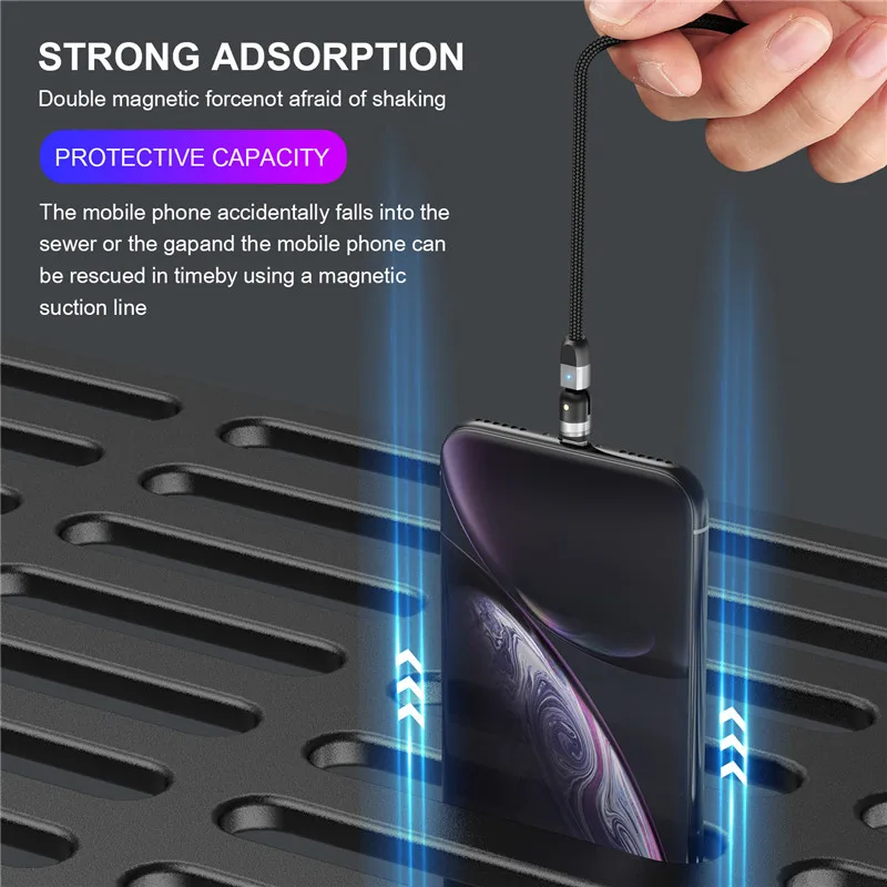 1 м 360 ° + 180 вращающийся магнитный Зарядное устройство Micro USB C Тип кабель для