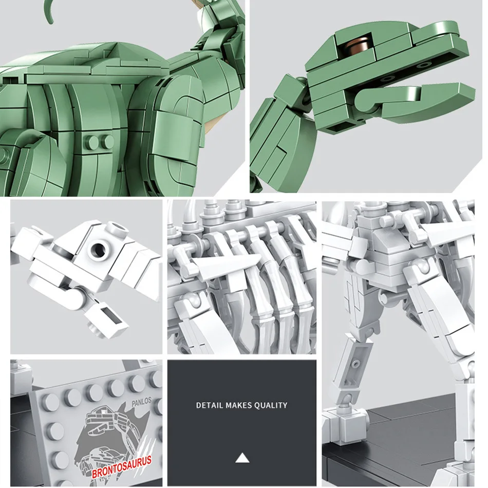 

6 Types Jurassic 3D Dinosaurs Fossils Skeleton Building Blocks 2 in 1 Bricks Dino Museum World Science Toys For Children Gifts