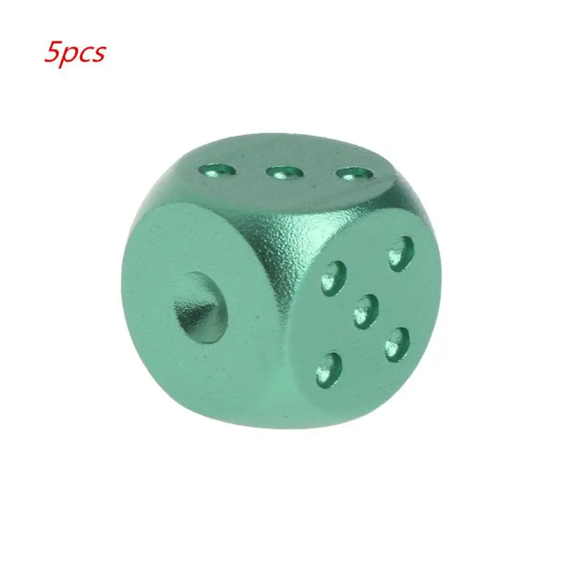 

5pcs Colorful Aluminum Alloy Metal Dice 16mm 6 sided Board Game Polyhedral RPG DND Dice Club Bar Dice Playing Game Tool D2TC