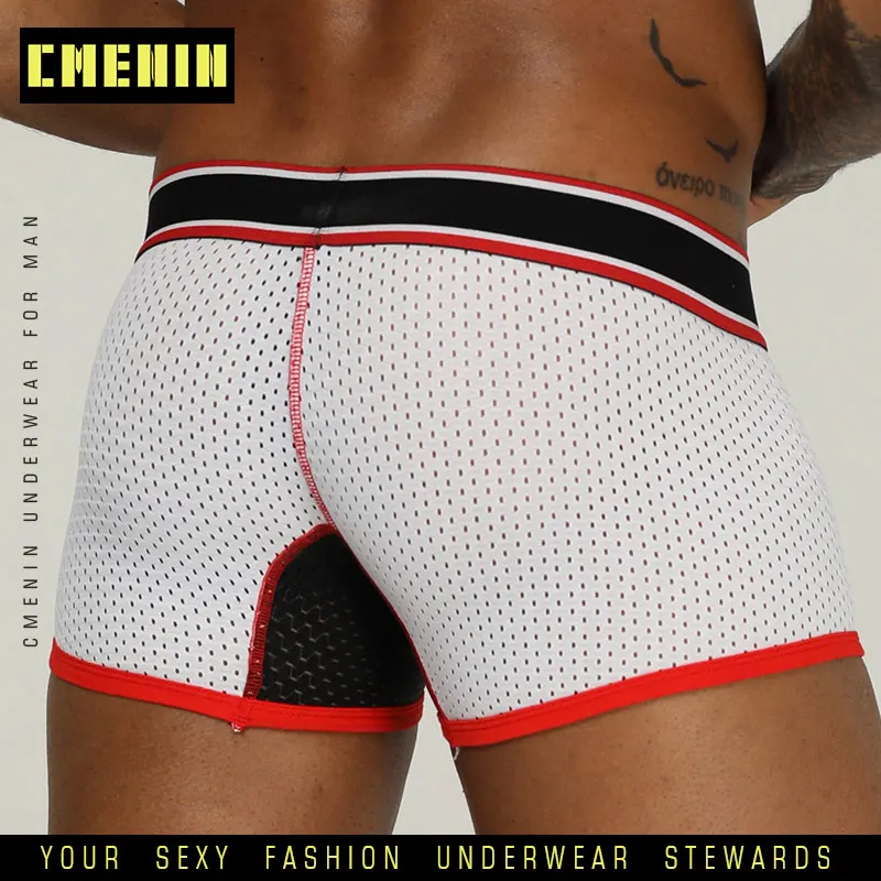 OR201-White Нижнее белье с героями мультфильмов, мягкие, cueca masculina, мужские сексуальные сетчатые трусы-боксеры из Ice Silk, четыре цвета, мужские шорты с u-образным мешочком, одноцветные Cuecas OR191 - Цвет: OR201-White