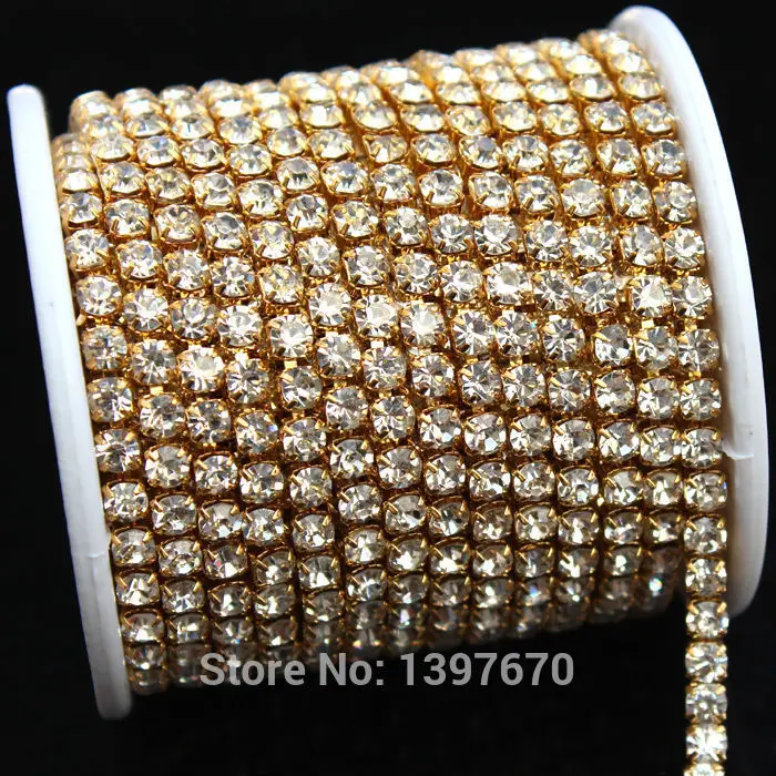Стеклянная цепочка Ss6 со стразами для свадебного платья 1 ряд 10 ярдов компактная