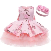 kids dress 2022 summer fashion butterfly print casual dress princess dress round neck sleeveless pink dress birthday party skirt