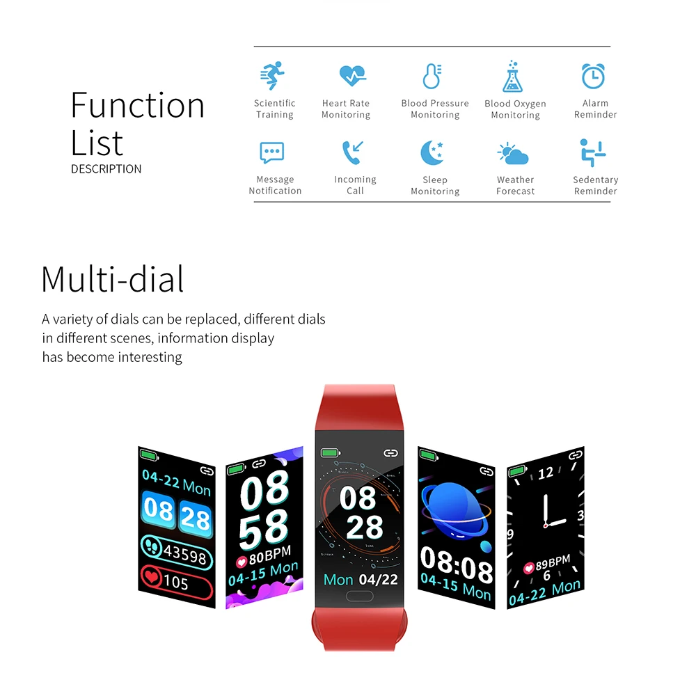 Водонепроницаемый смарт-браслет фитнес-трекер измерение артериального давления