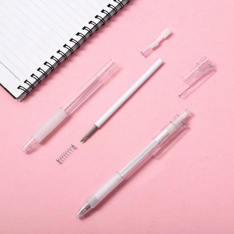 

5 Pcs/set Transparent Ballpoint Pen 0.5mm Black Ink Pen School Office Student Exam Signature Pens for Writing Stationery Supply