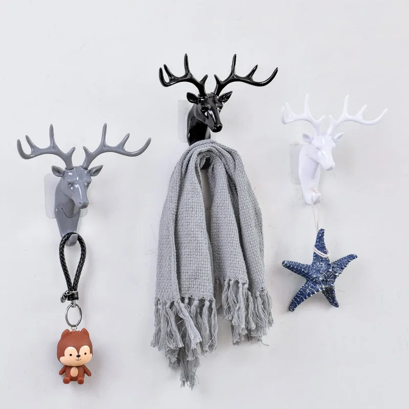 

Creative Wall Hanging Hook Vintage Deer Head Antlers for Hanging Clothes Hat Scarf Key Deer Horns Hanger Rack Wall Decoration