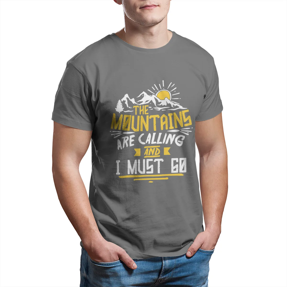 Футболка мужская с надписью THE Mountain is call AND I MUST GO 24625|Мужские футболки| |