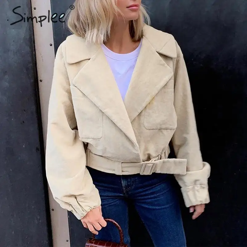 Simplee уличная Женская твидовая куртка с поясом карманами и пуговицами рукав