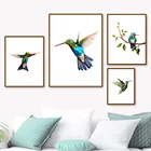 Колибри кинфишер, голубь, ветви, настенная Картина на холсте, скандинавские постеры и принты, настенные картины для декора гостиной