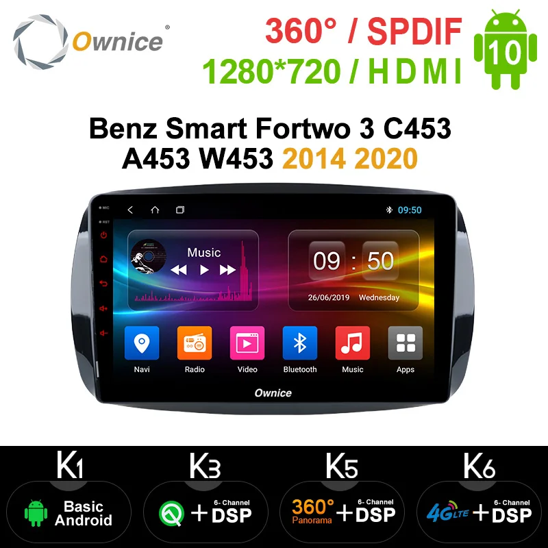 Автомагнитола Ownice Android 10 0 8 ядер DSP 4G SPDIF GPS Navifor Mercedes Benz Smart Fortwo 3 C453 A453 W453 2014
