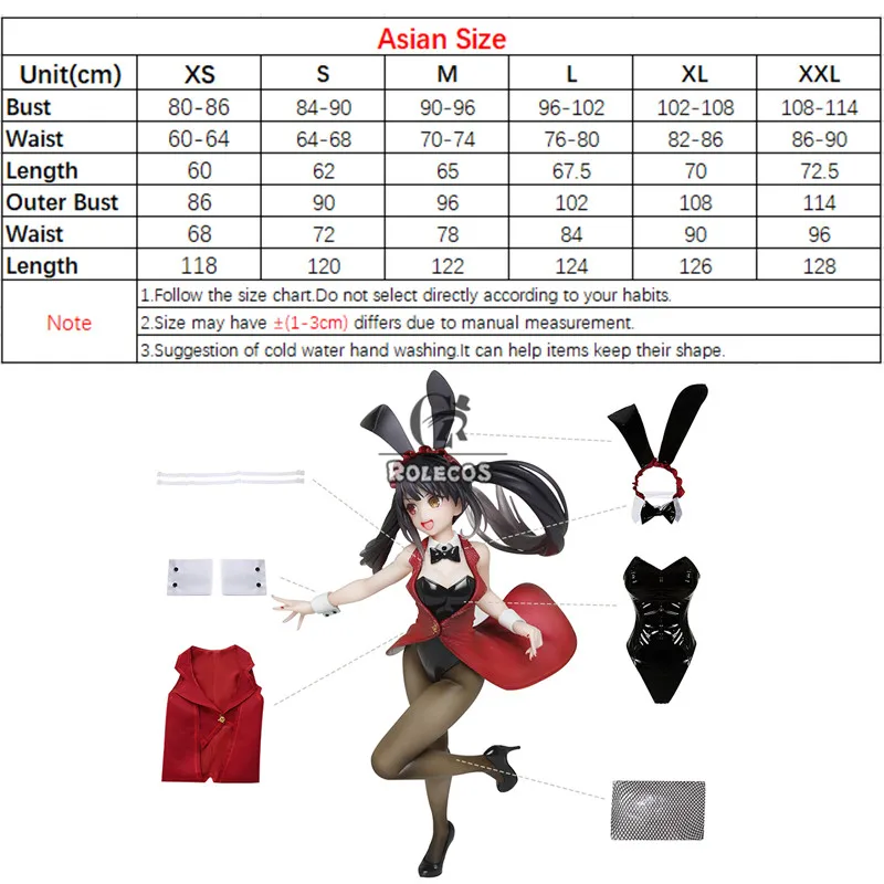 

ROLECOS Kurumi Tokisaki Cosplay Costume Anime Date A Live Cosplay Costume Sexy Women Jumpsuit Halloween Bodysuit Vest Headwear