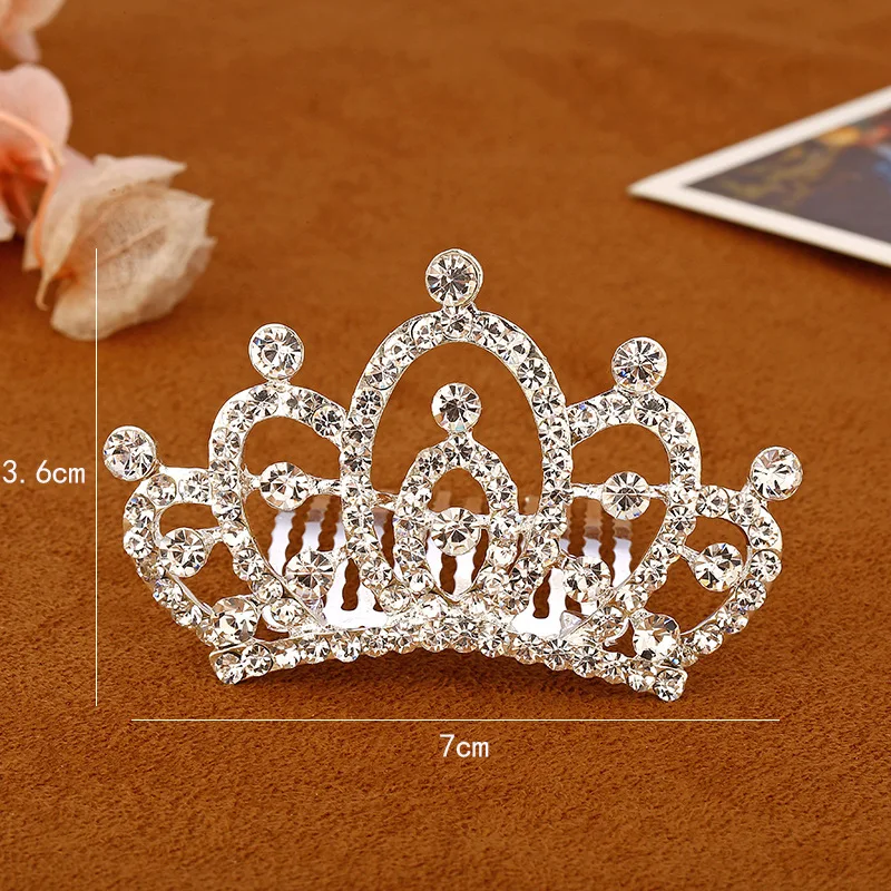 Детские Мини-короны для девочек со стразами Блестящие кристаллы корона сердце