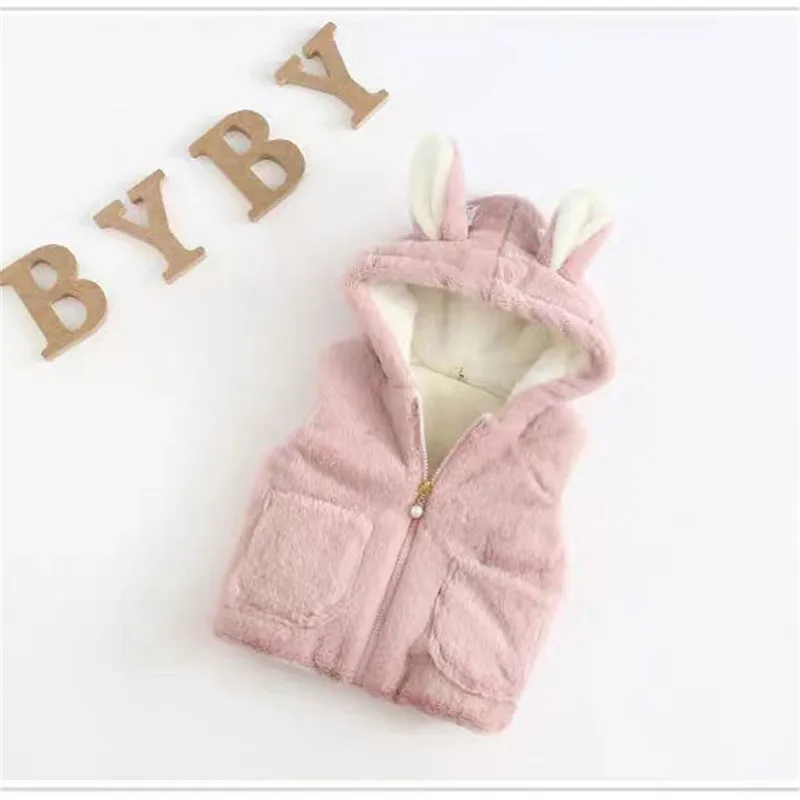 

Children Autumn Winter Vest Cute Girls Warm Hooded Vest Kids Sleeveless Jacket Kids Girls Casaco Clothing Infantil Waistcoat