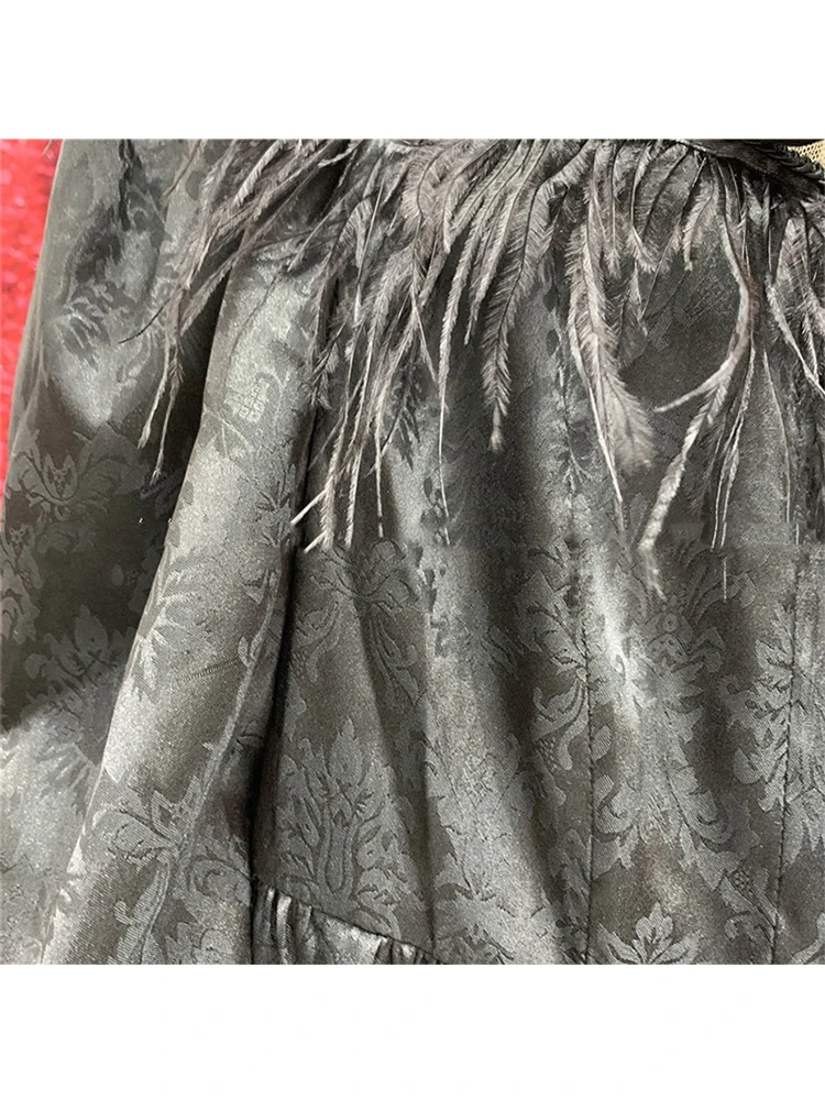 

Free shipping heavy crafts beading lace bow tie collar contrast color hollow stitching feather jacquard shirt ladies new autumn