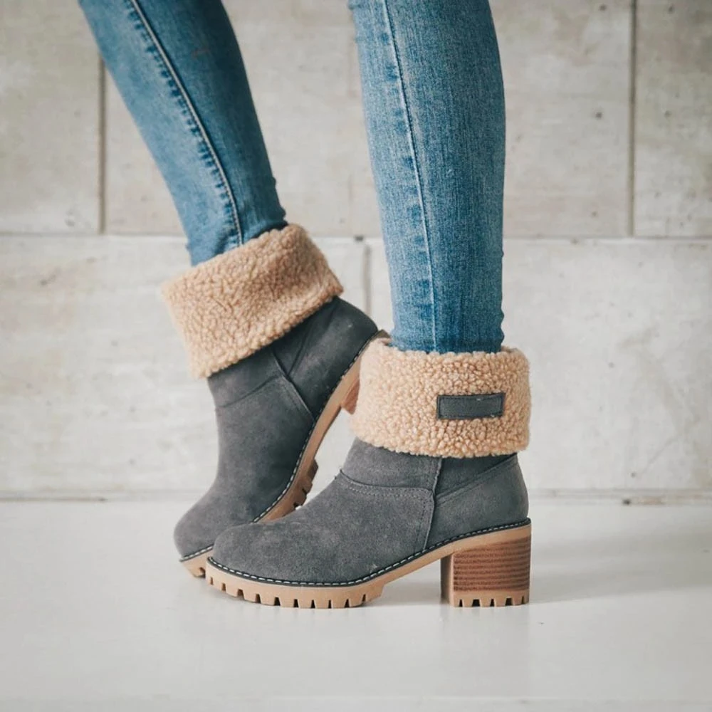 Теплые шерстяные Ботинки Зимняя обувь женские ботильоны больших размеров