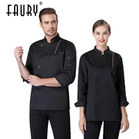 high quality chef jacket long sleeve cooking coat restaurant hotel kitchen chef uniform hat apron bakery waiter work clothes