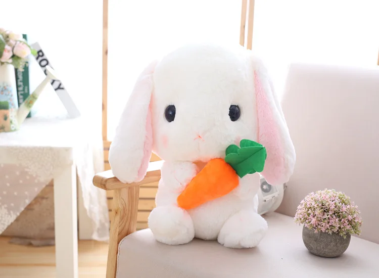 Симпатичная плюшевая детская игрушка кролик моркови с длинными ушами мягкая