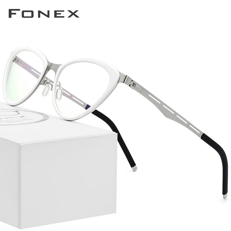 FONEX ацетатная оправа для очков, женские очки кошачий глаз по рецепту, очки для близорукости, оптическая оправа для женщин, кошачий глаз, очки без винтов