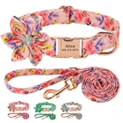 Ошейник Стразы для собак, персонализированный поводок с цветочным принтом, для маленьких, средних и больших питомцев