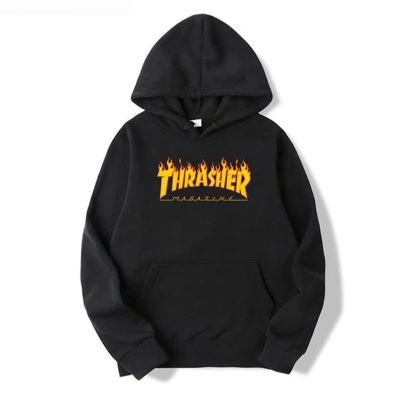

2021 Men's New THRASHER Hoodie Printed Logo Sweater Simple Fashion Oversized Hip Hop Cotton Cotton Hoodie