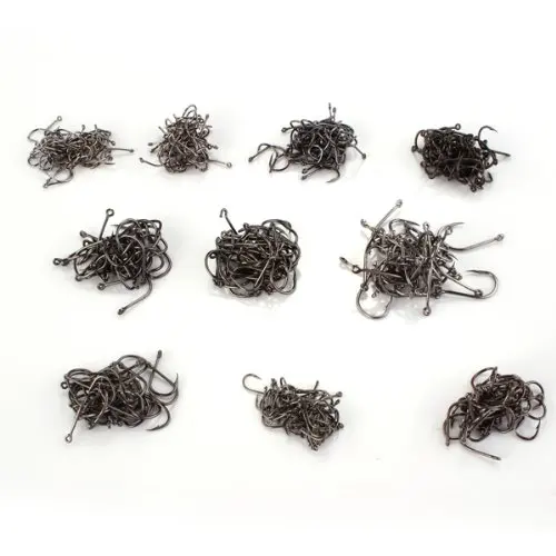 

Lot of 500 Fishing Lures hook size 10 black for fisherman