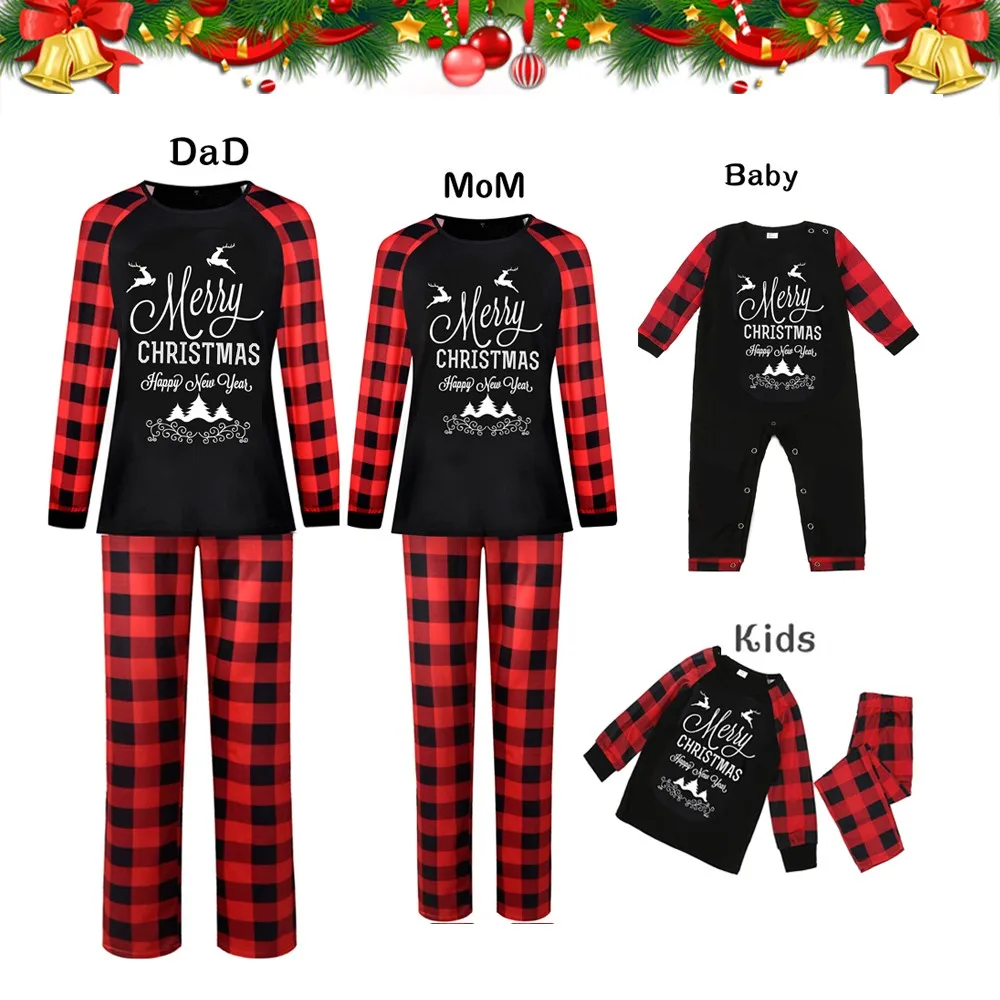 

Family Christmas Pajamas Parent-Child Clothes Chic Letter Printed Set Dad Son Homewear 2PCS Top+Pants Xmas Underwear Family Look