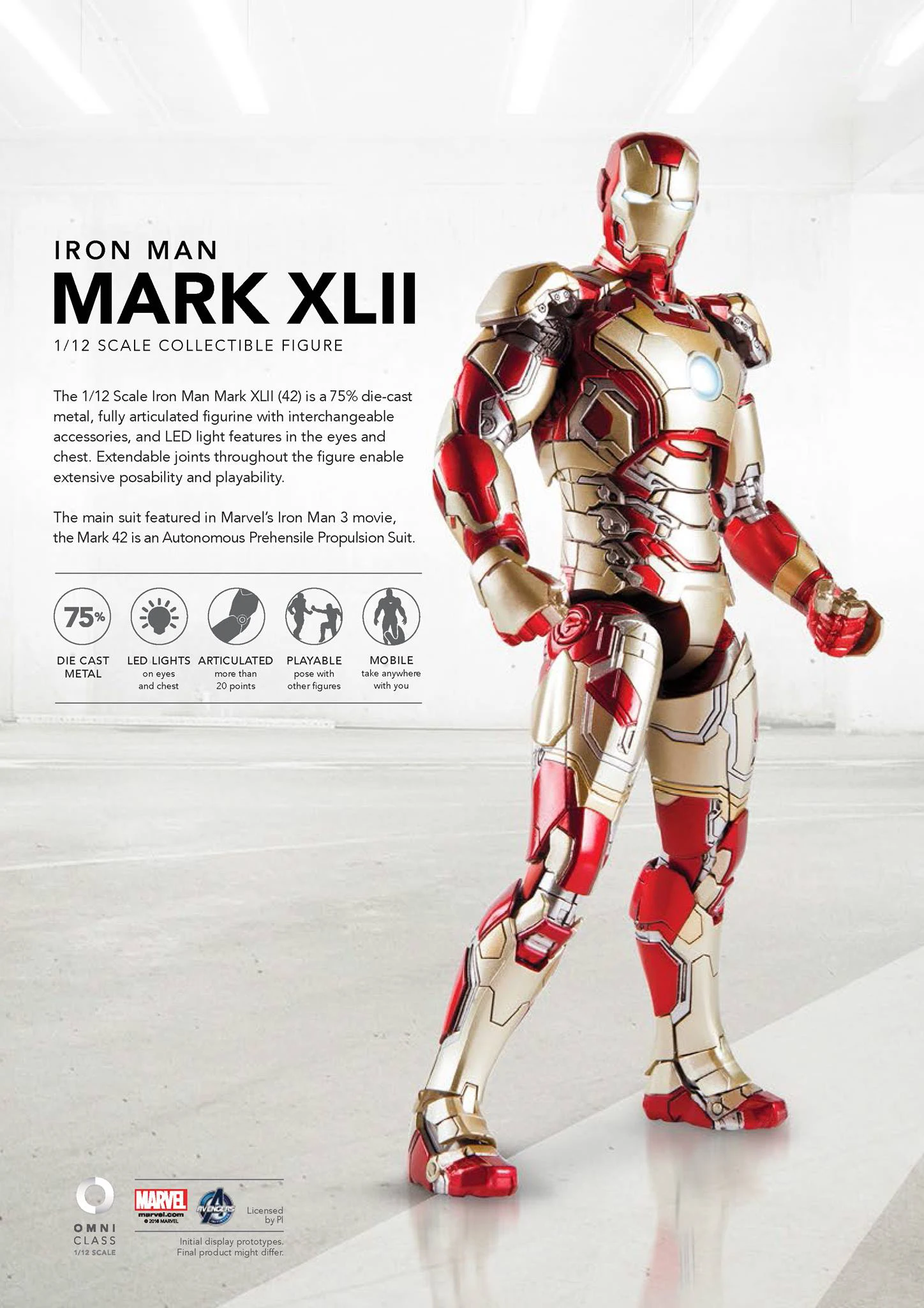MK42 I n сток 1/12 супер гибкая фигурка железного человека MK43 MK42 подвижный светильник, диван Мстители Коллекционная модель игрушки - Цвет: MK42
