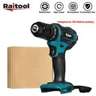 Электрическая дрель Raitool 18 в 3 в 1, беспроводная ударная дрель, 2 скорости, электрошуруповерт, Инструменты 25-90 Н-М для батареи Makita 18 в