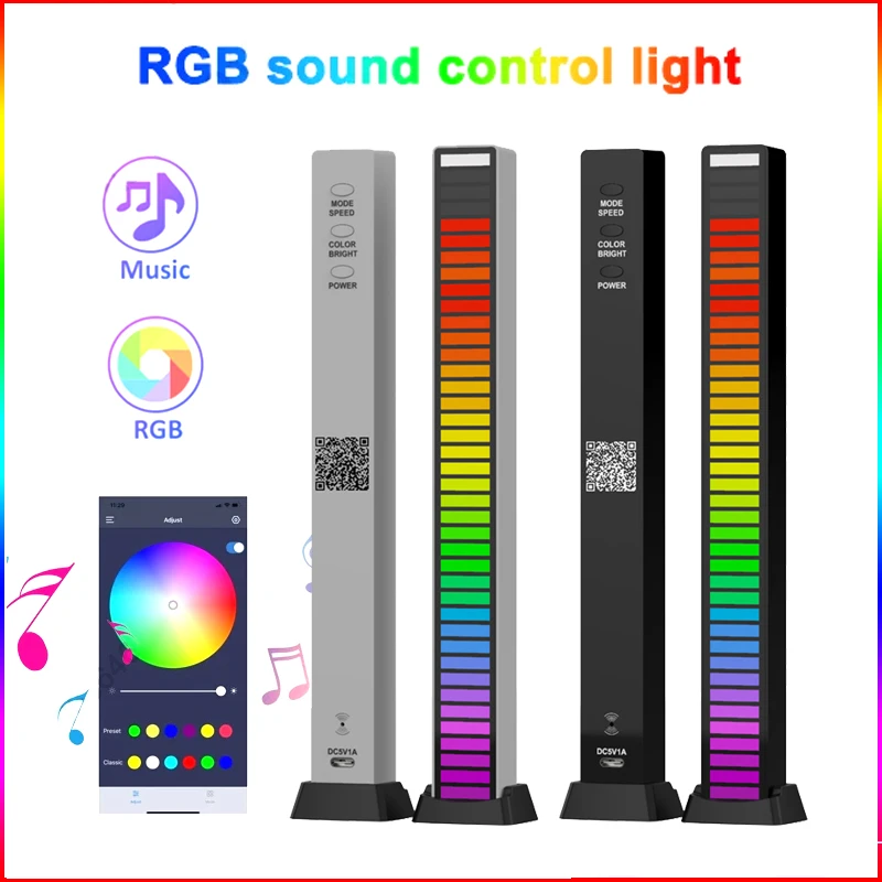 

RGB LED Strip Light Music Sound Control Pickup Rhythm Ambient Atmosphere Lamp Backlight Night Light For Bar Car Home Decoration