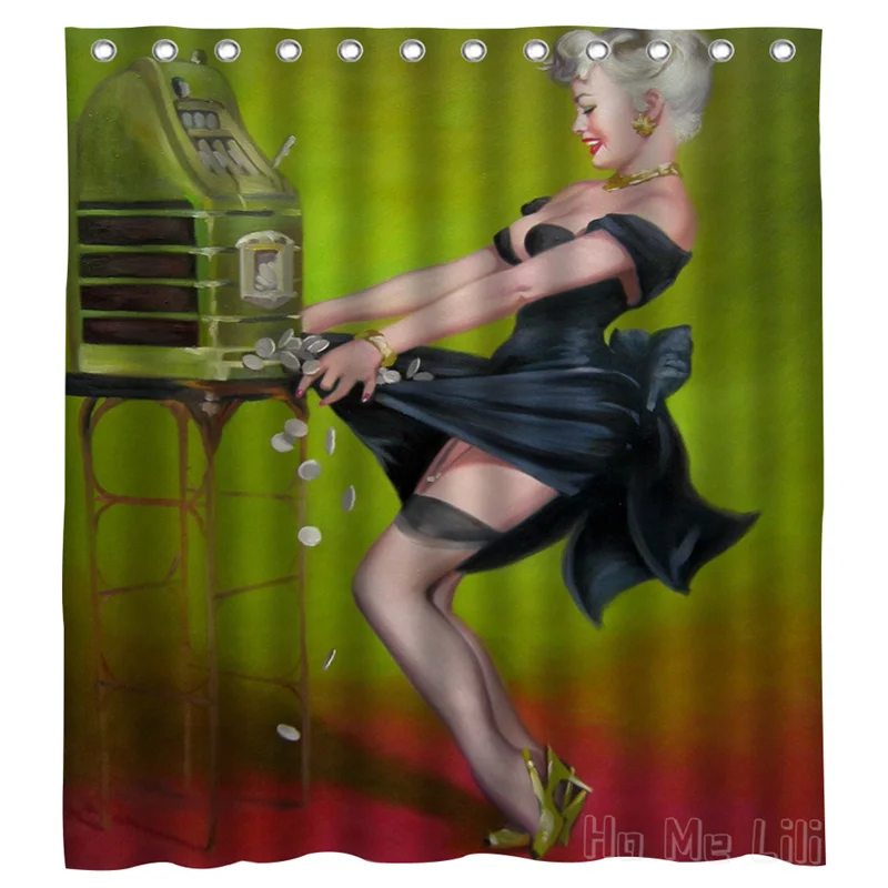 

Illustration With Sexy Vintage Girl Pin Up Burlesque Fashionable Europe And The United States Shower Curtain By Ho Me Lili