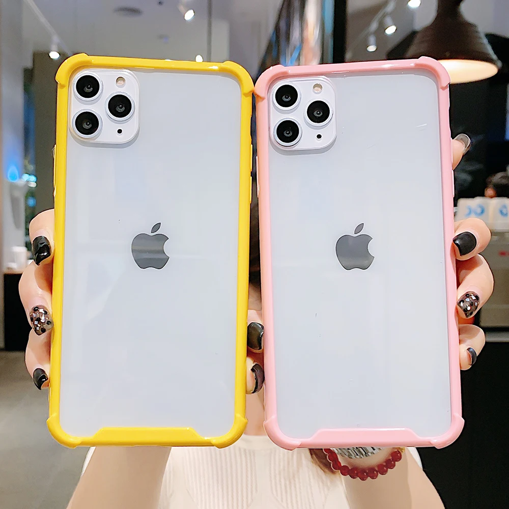 Candy Color Transparent Shockproof Phone Case For iPhone 11 Pro Max XR X XS 7 8 6S Plus Soft Acrylic Cover Bag | Мобильные телефоны