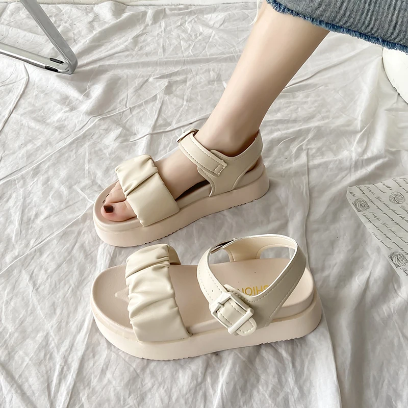 

Med Beige Heeled Sandals Female Shoe All-Match 2021 Women's Espadrilles Platform Clogs Wedge Medium Black Girls Clear Flat New C